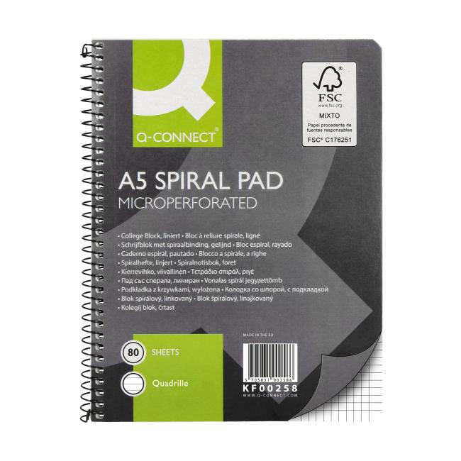 Blok College Q-CONNECT A5, 80 listů, čtverečkovaný