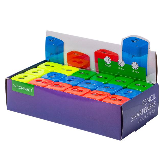 [QC000593] Struhadlo Q-CONNECT plastové se 2 otvory, mix barev