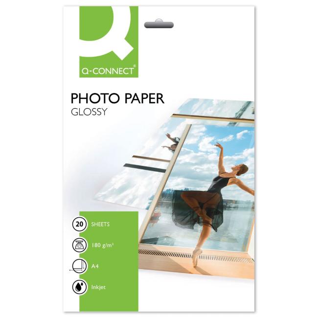 [QC001103] Fotopapír Q-CONNECT vysoký lesk, 180 g, 20 listů