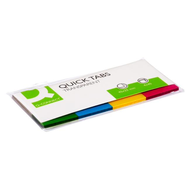[QC001225] Záložky Q-CONNECT, fóliové, 25x45 mm, 4x40 lístků