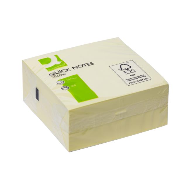 [QC001346] Samolepící bloček Q-CONNECT 76x76 mm, 400 l, žlutá