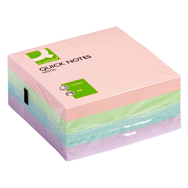 [QC001347] Samolepící bloček Q-CONNECT 76x76 mm, 400 l, pastelová