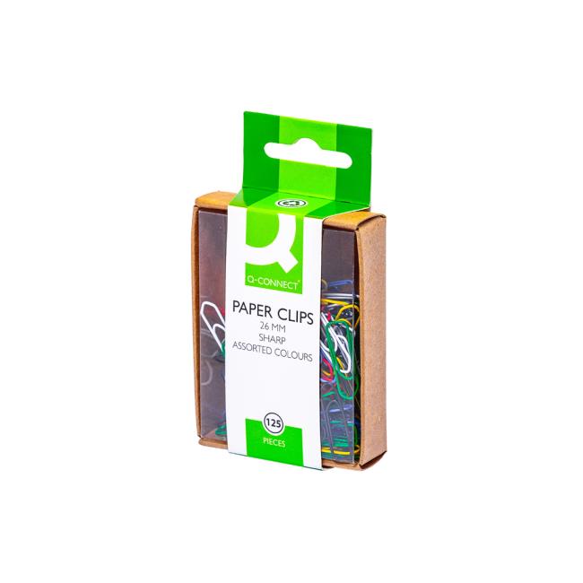[QC002042] Spisové spony Q-CONNECT 26mm mix barev 125ks