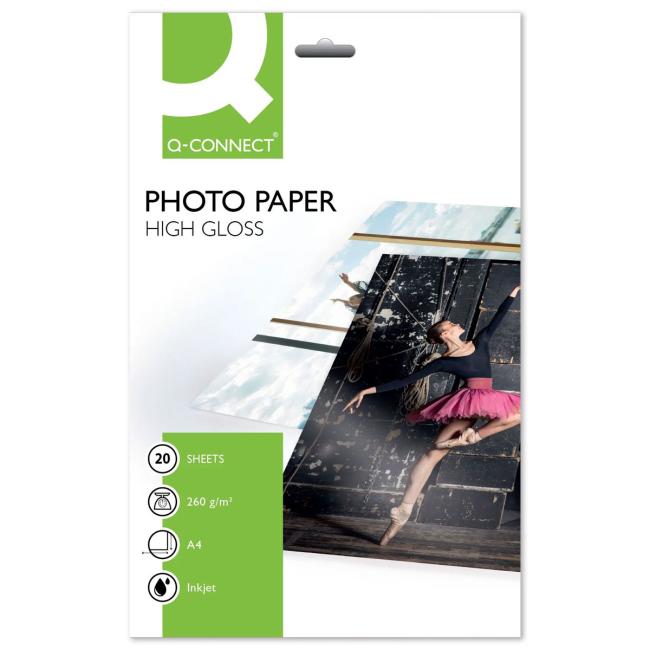 [QC002163] Fotopapír Q-CONNECT vysoký lesk, 260 g, 20 listů