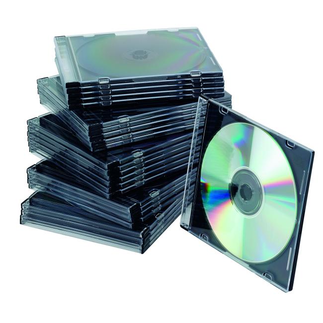 Obal Slim na CD/DVD Q-CONNECT z plastu černý/průhledný, 25ks