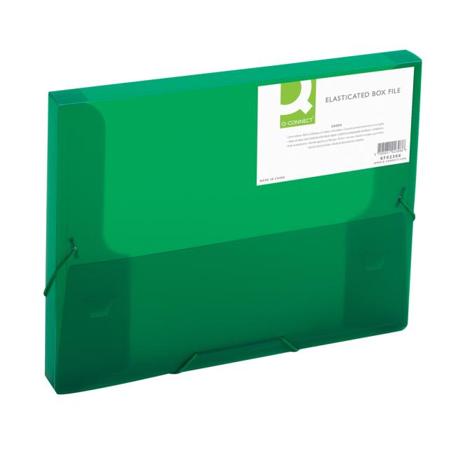 [QC002308] Plastový box s gumičkou Q-CONNECT zelený
