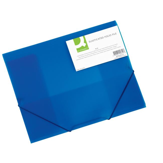 [QC002312] Plastový obal s gumičkou Q-CONNECT modrý