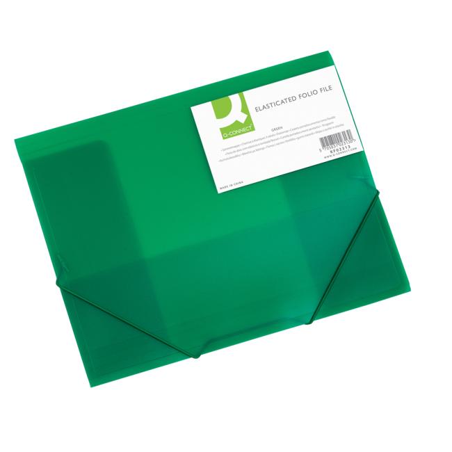 [QC002313] Plastový obal s gumičkou Q-CONNECT zelený