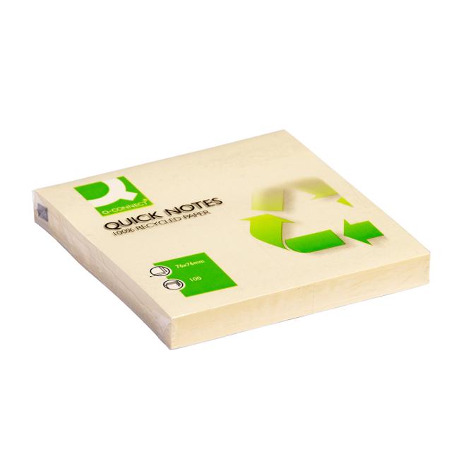 [QC005609] Samolepící bloček Q-CONNECT recyklované 76x76 žluté