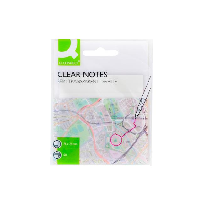 [QC010370] Samolepící bloček Q-CONNECT průhledný 76 x 76 mm, 50 lístků