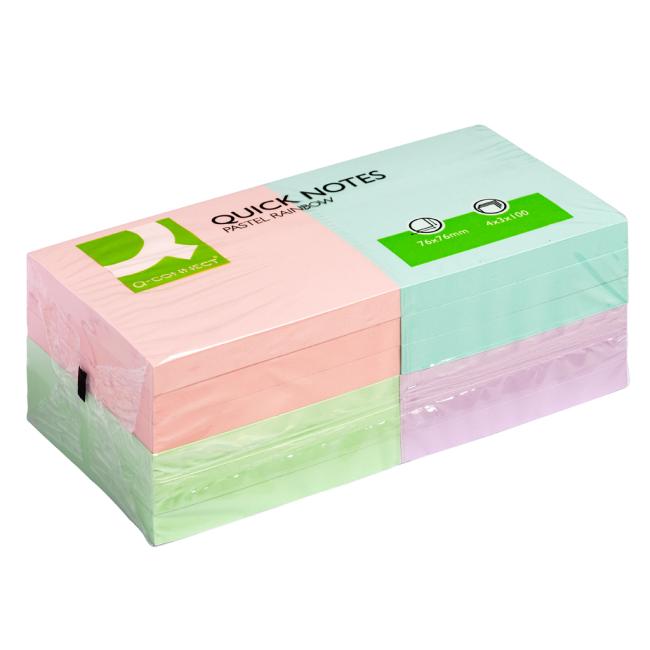[QC010509] Samolepící bloček Q-CONNECT pastelové 76x76mm 12x100 l
