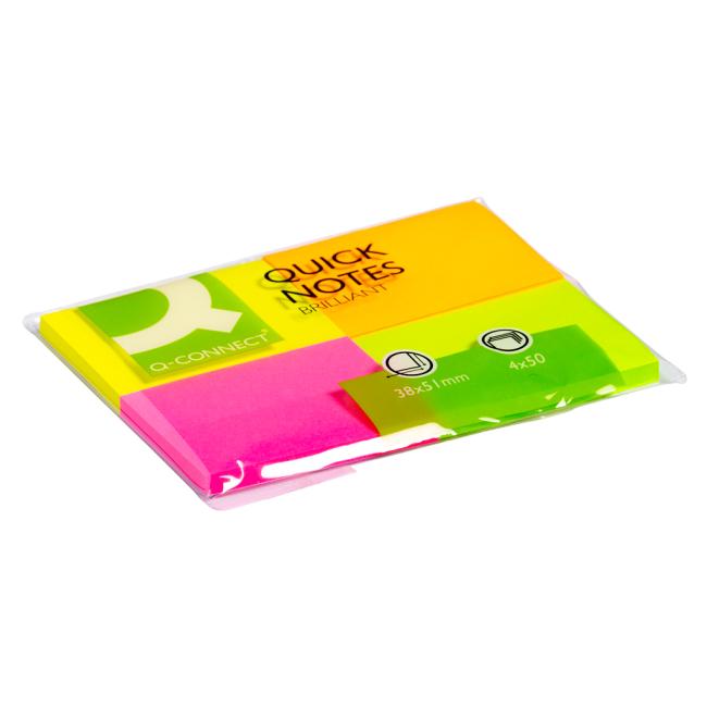 [QC010510] Samolepící bloček Q-CONNECT intenzivní 38x51mm 4x50 l