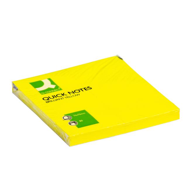 [QC010514] Samolepící bloček Q-CONNECT neonové 76x76mm žluté
