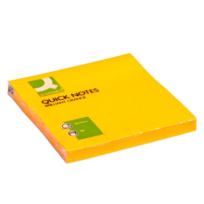 [QC010517] Samolepící bloček Q-CONNECT neonové 76x76mm oranžové