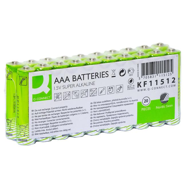 [QC011512] Baterie Q-CONNECT AAA Nordic Swan mikrotužkové 20 ks