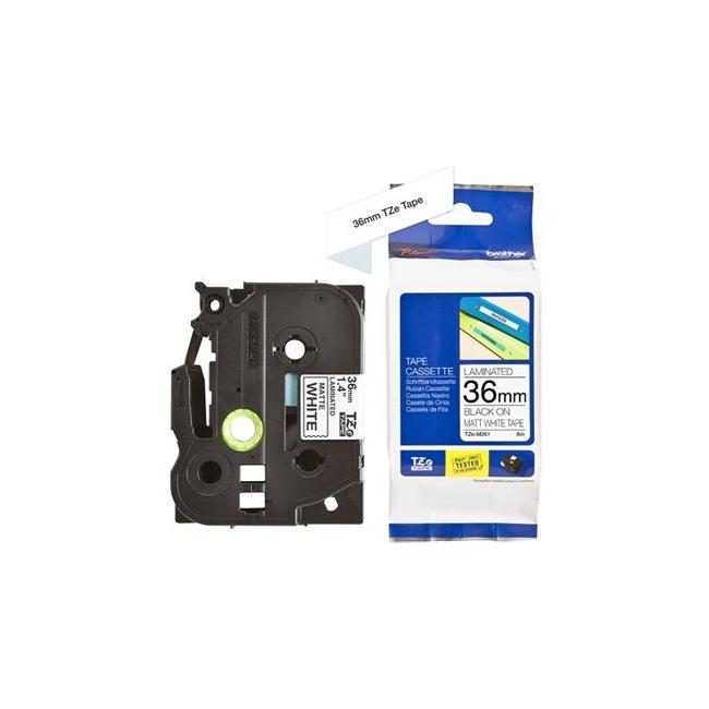 Popisovací páska Brother TZEM261 36 mm matná bílá/ černé písmo