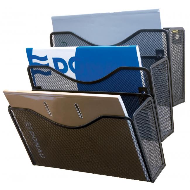 [QC016574] Drátěný stojan nástěnný se 3 odkladači 325x230x330mm černý