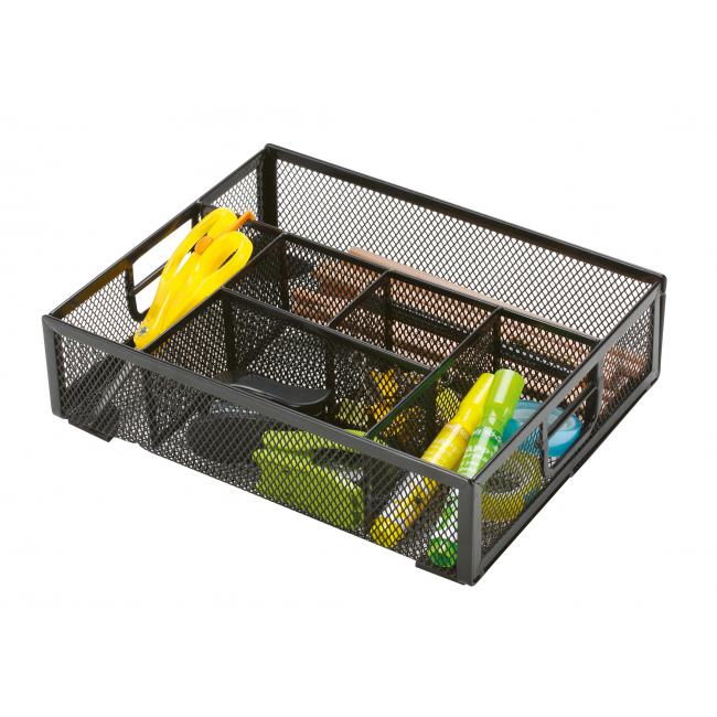 [QC017291] Drátěný stolní organizér Q-CONNECT se 6 přihrádkami černý