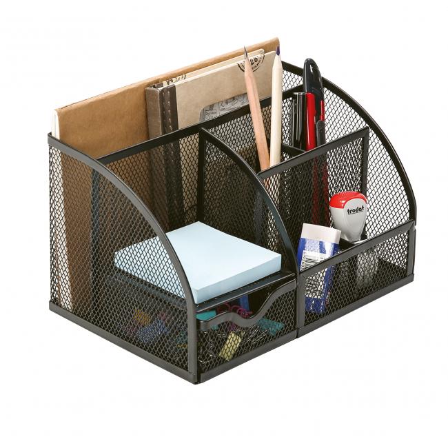 [QC017295] Drátěný stolní organizér Q-CONNECT s přihrádkou na listy černý