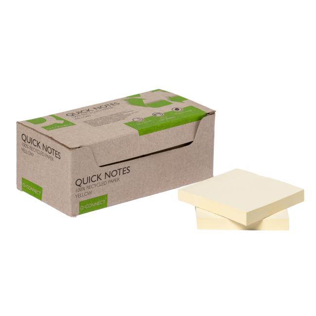 [QC017321] Samolepící bloček Q-CONNECT recyklované 76x76 žluté 12ks