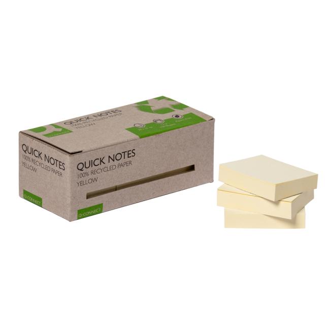 [QC017323] Samolepící bloček Q-CONNECT recyklované 38x51 žluté 12ks