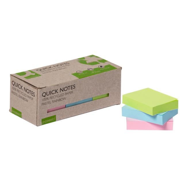 [QC017326] Samolepící bloček Q-CONNECT recyklované 38x51 duhové 12ks