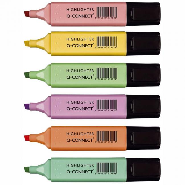 Sada zvýrazňovačů Q-CONNECT pastel 6f