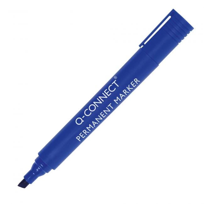 [QC026043] Permanentní popisovač Q-CONNECT seříznutý hrot modrý