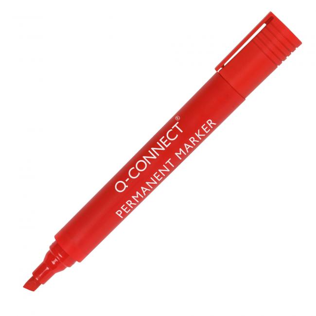 [QC026044] Permanentní popisovač Q-CONNECT seříznutý hrot červený