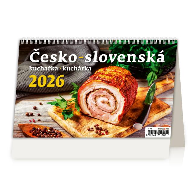 Stolní kalendář řádkový 22,6x13,9 cm - Česko-slovenská kuchařka 2026