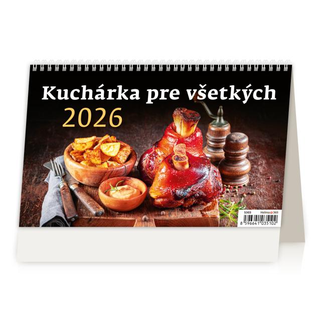 Stolní kalendář řádkový 22,6x13,9 cm - Kuchařka pro všechny 2026