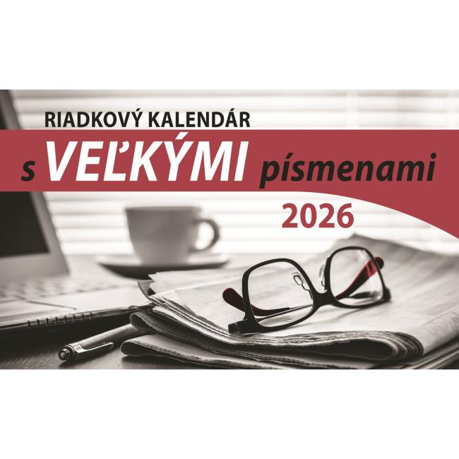 Stolní kalendář řádkový 23 x 14 cm s VELKÝMI písmeny 2026