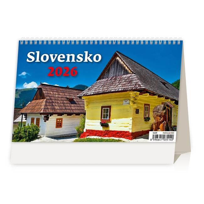 [S329] Stolní kalendář řádkový 22,6x13,9 cm - Slovensko 2026