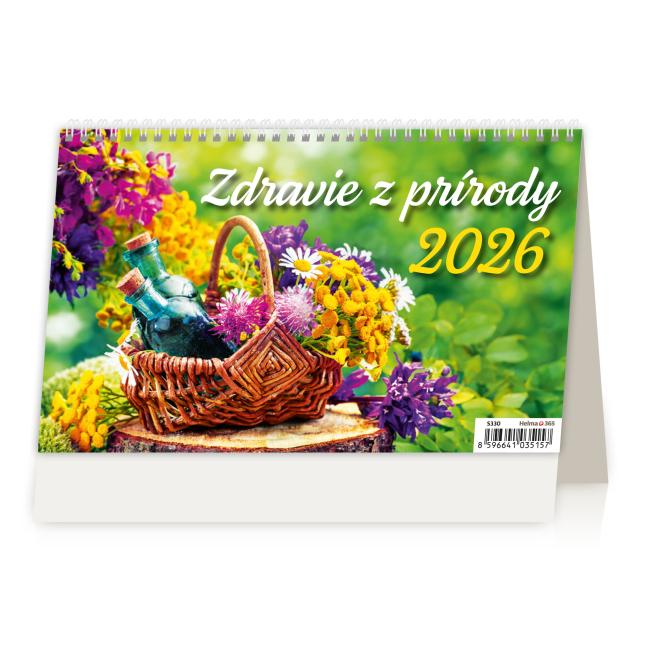 Řádkový stolní kalendář 22,6x13,9 cm - Zdraví z přírody 2026