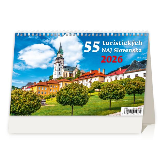 Row table calendar 22.6x13.9 cm - 55 tourist NEJ Slovakia 2026