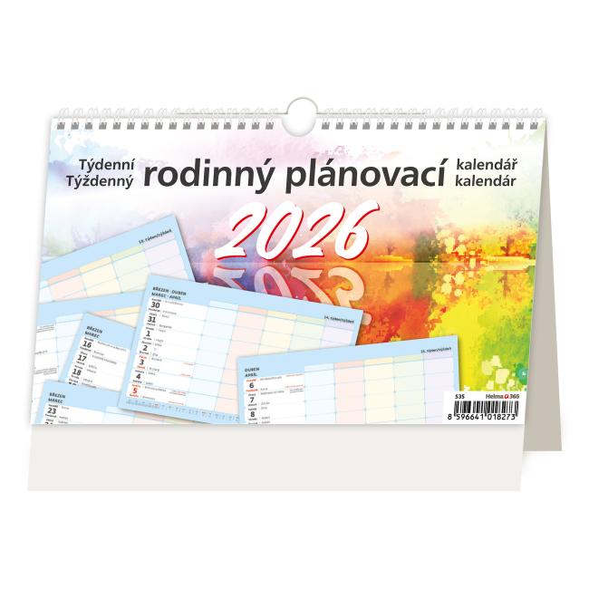 [S35] Stolní kalendář 22,6x13,9 cm - Týdenní plánování rodiny 2026