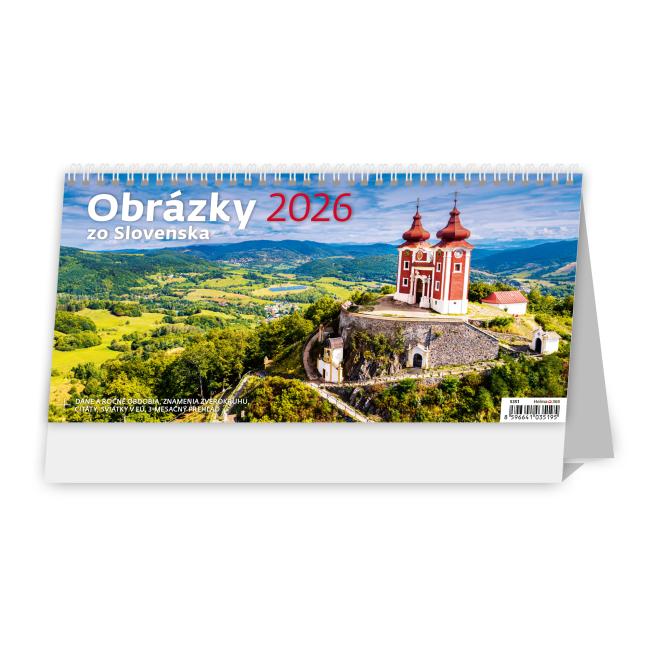 [S351] Stolní kalendář sloupcový 30,1x15 cm - Obrázky ze Slovenska 2026