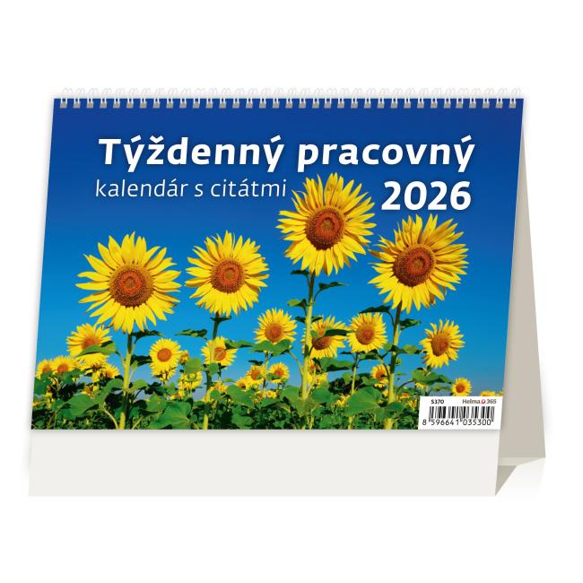 Stolní kalendář řádkový 21,1x14,8 cm - Týdenní s citáty 2026
