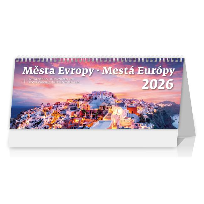 [S52] Stolní kalendář sloupcový 30,1x15 cm- Města Evropy 2026