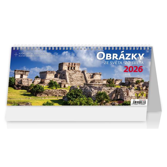 [S54] Stolní kalendář sloupcový 32,1x13,4 cm - Obrázky ze světa 2026