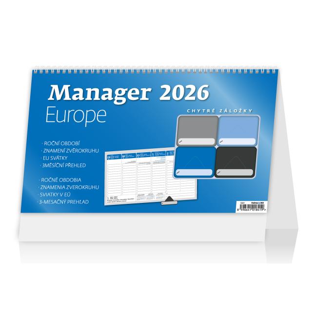 [S60] Stolní kalendář sloupcový 30,1x18 cm - Manager Europe 2026