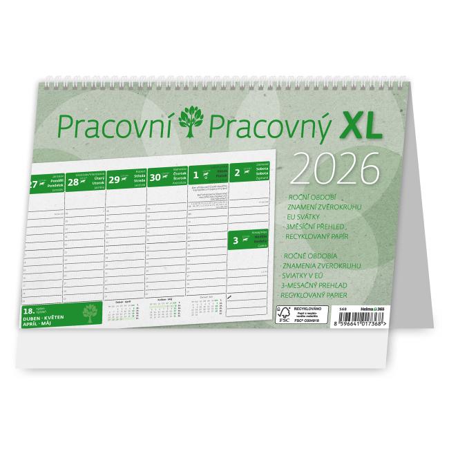 [S68] Stolní kalendář sloupcový 24x16 cm - Pracovní XL 2026