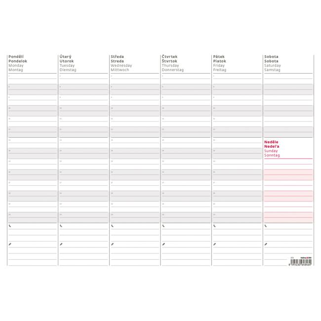 [S73] Týdenní plánovací mapa A3 45 x 31,5 cm bez spodní lišty