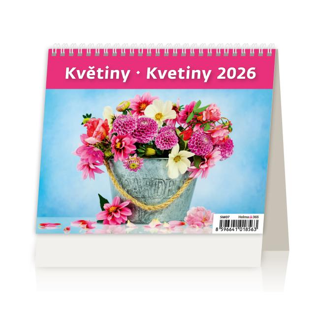 [SM07] Stolní kalendář řádkový 17,1x13,9 cm - MiniMax Flowers 2026