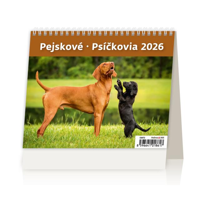 [SM13] Stolní kalendář řádkový 17,1x13,9 cm - MiniMax Dogs 2026