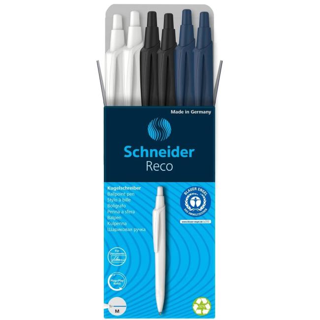 Sada kuličkových per Schneider Reco modrou náplní 6ks