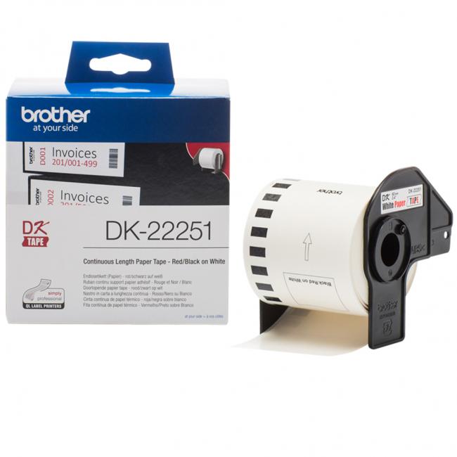 Samolepící etikety Brother DK-22251, 62 mm x 15,24 m pro červeno-černý tisk na VC-500W