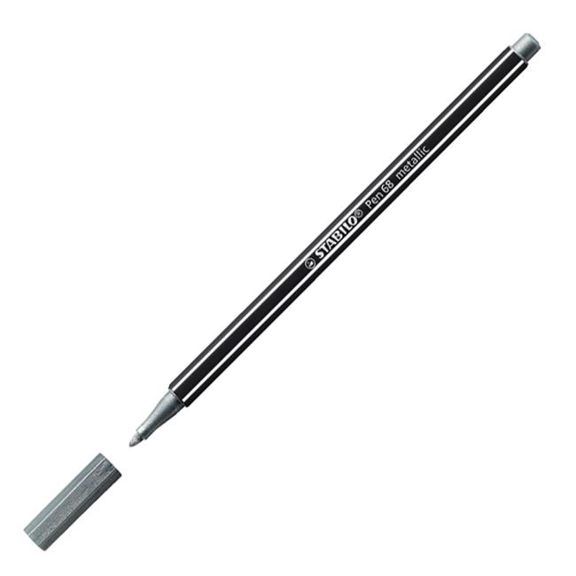 Popisovač STABILO Pen 68 metalic stříbrná