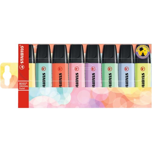 Sada zvýrazňovačů STABILO Boss pastel 8ks