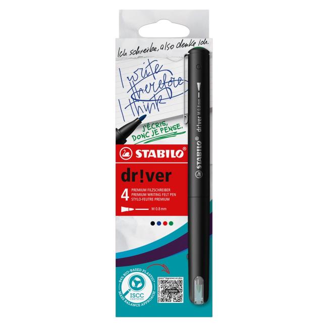 [ST108901] Sada linerů na psaní STABILO dr!ver - medium - 4 ks zelená, červená, modrá, černá